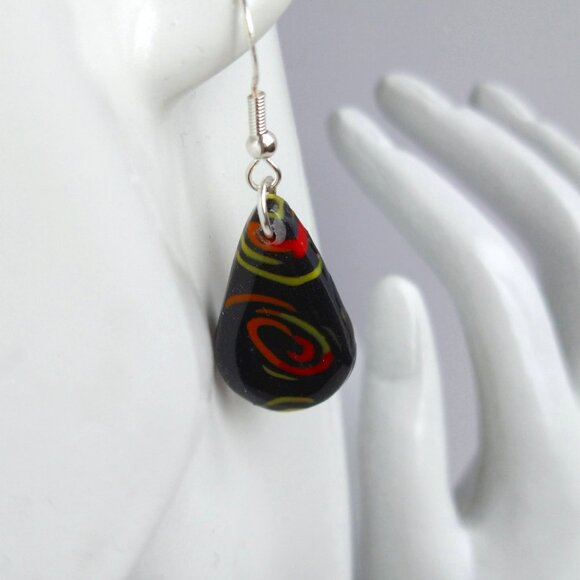 Handmade colormix polymer clay earrings. Boucles d'oreilles en pâte polymère - Picture 6 of 6